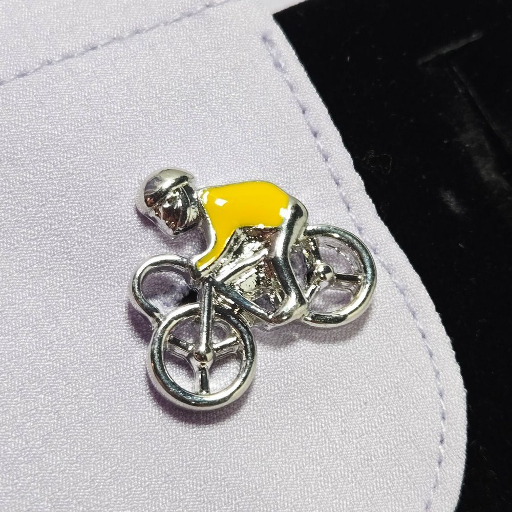 Bicycle Cyclist Men’s Novelty French Cufflinks Silver Plated Bullet Back Gift